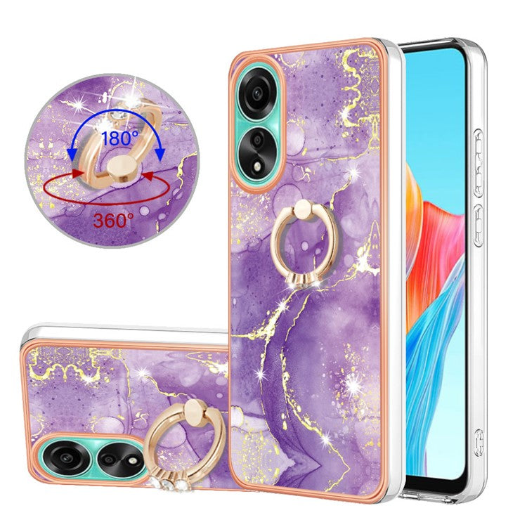 YB IMD Series-10 For Oppo A78 4G Cell Phone Cases IMD Marble Kickstand TPU Shockproof Cover - Purple 002