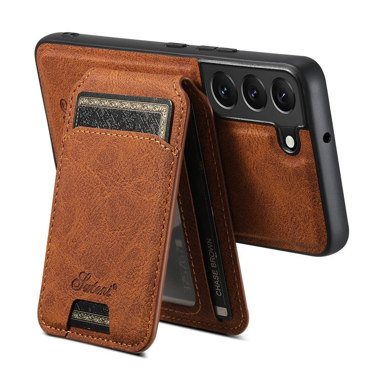 SUTENI H16 For Samsung Galaxy S22 5G Magnetic Detachable Cell Phone Cases PU+TPU Bump Proof Cover - Khaki