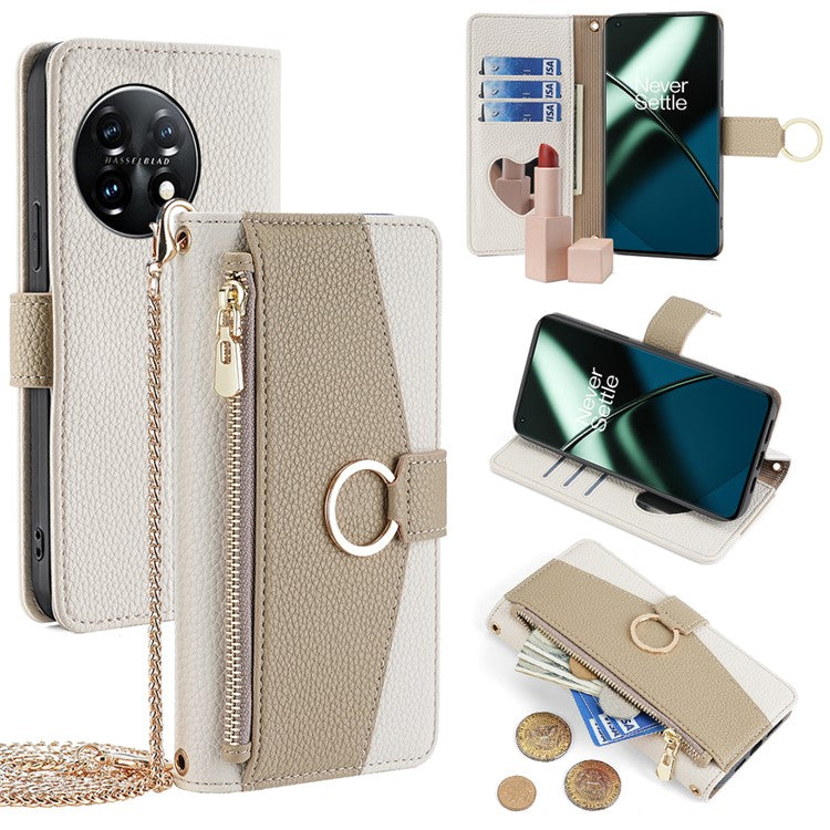 For OnePlus 11 5G Case Crossbody Phone Bag PU Leather Wallet Cover - White