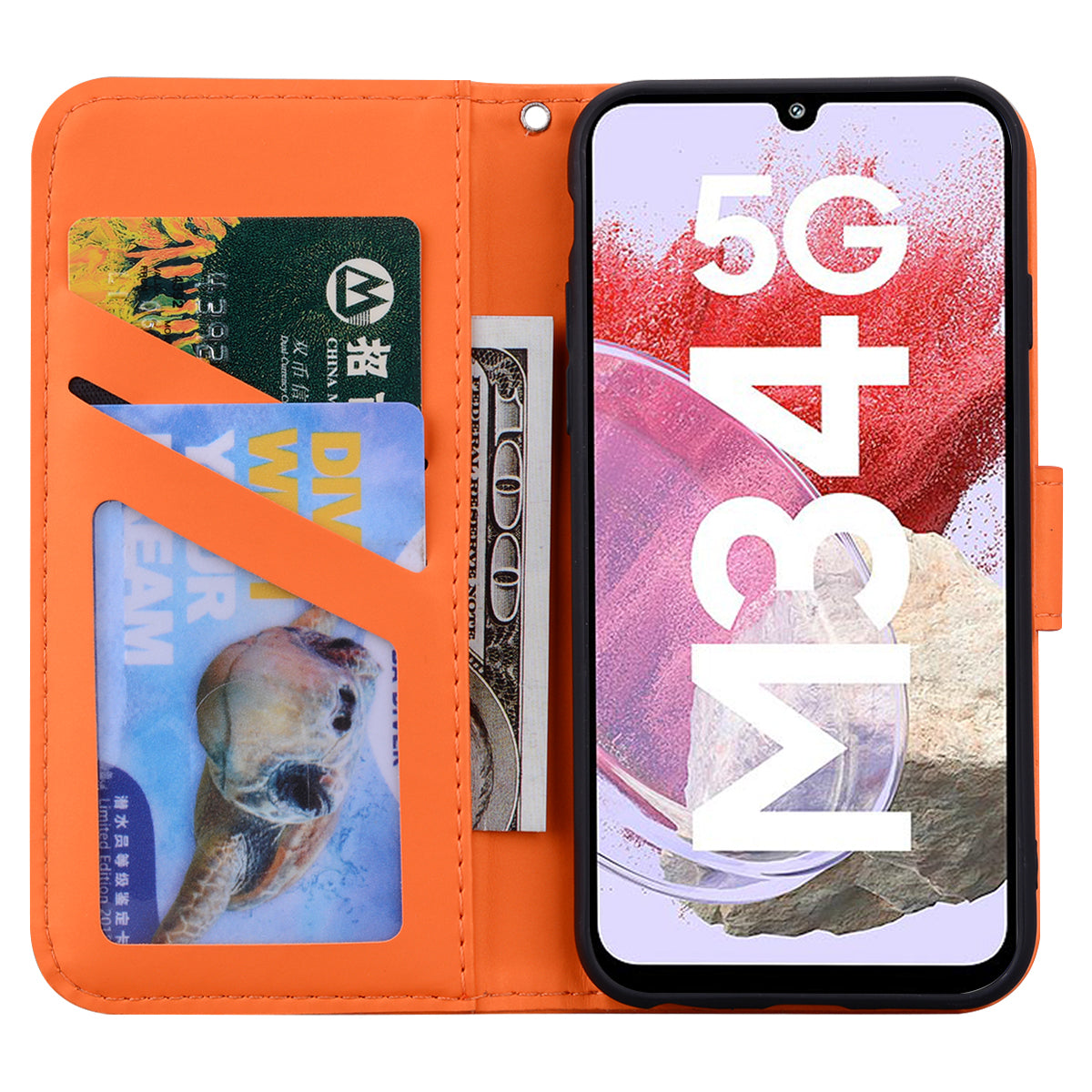 For Samsung Galaxy M34 5G / F34 5G Cartoon Animal Pattern Wallet Leather Cover Cell Phone Cases - Orange