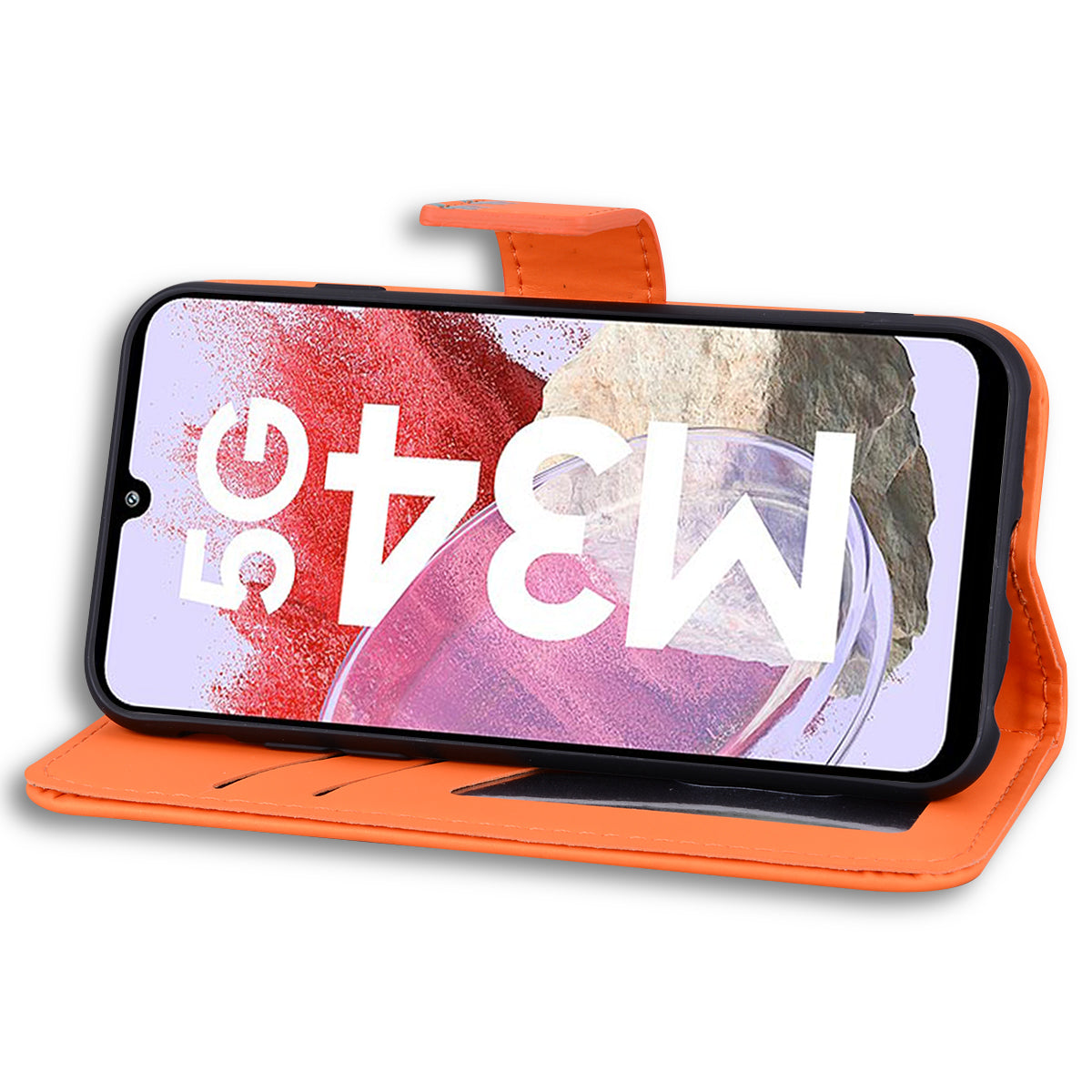 For Samsung Galaxy M34 5G / F34 5G Cartoon Animal Pattern Wallet Leather Cover Cell Phone Cases - Orange