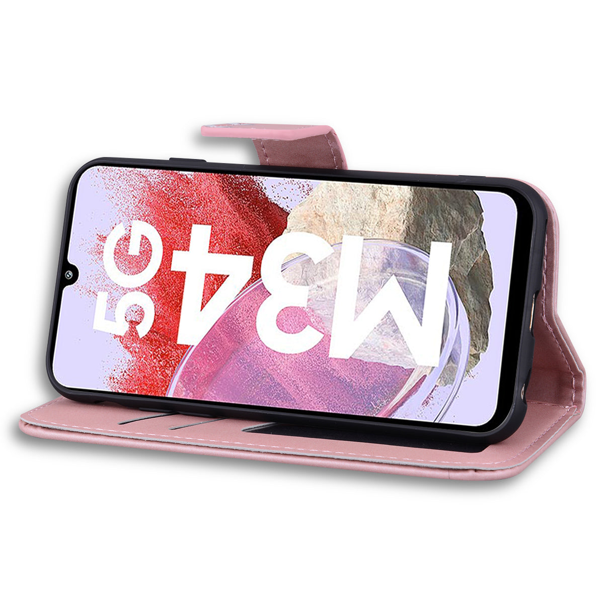 For Samsung Galaxy M34 5G / F34 5G Cartoon Animal Pattern Wallet Leather Cover Cell Phone Cases - Pink