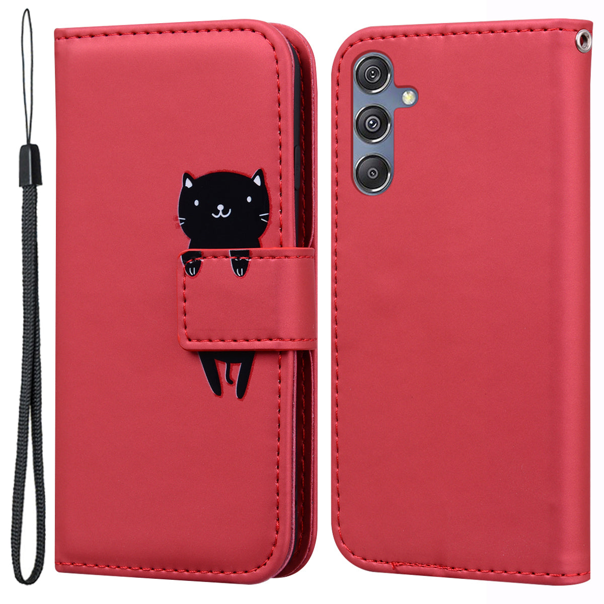 For Samsung Galaxy M34 5G / F34 5G Cartoon Animal Pattern Wallet Leather Cover Cell Phone Cases - Red