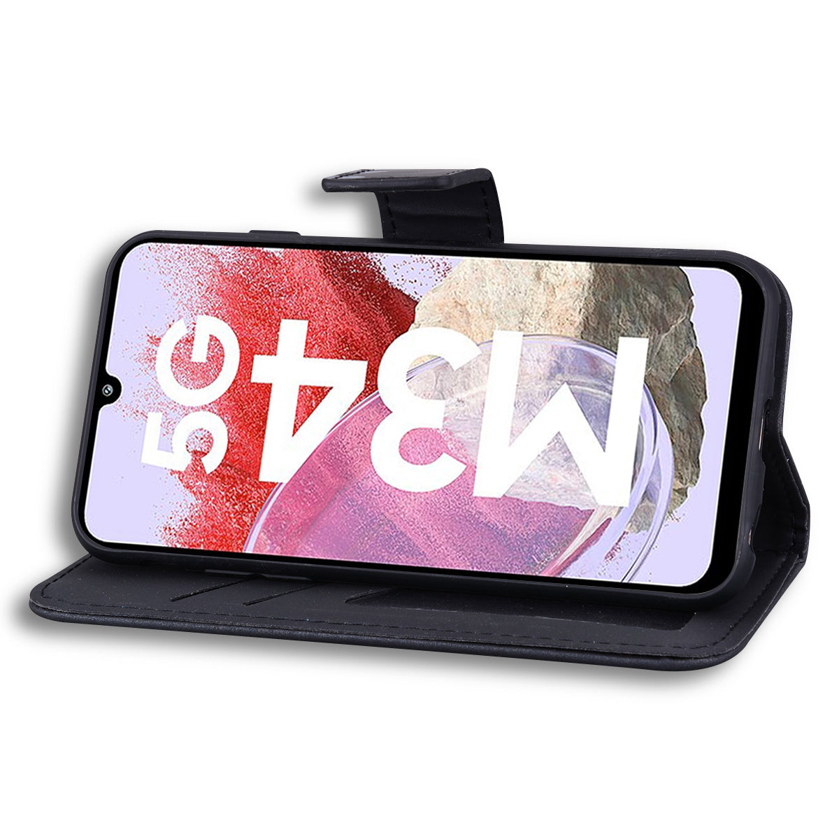 For Samsung Galaxy M34 5G / F34 5G Cartoon Animal Pattern Wallet Leather Cover Cell Phone Cases - Black