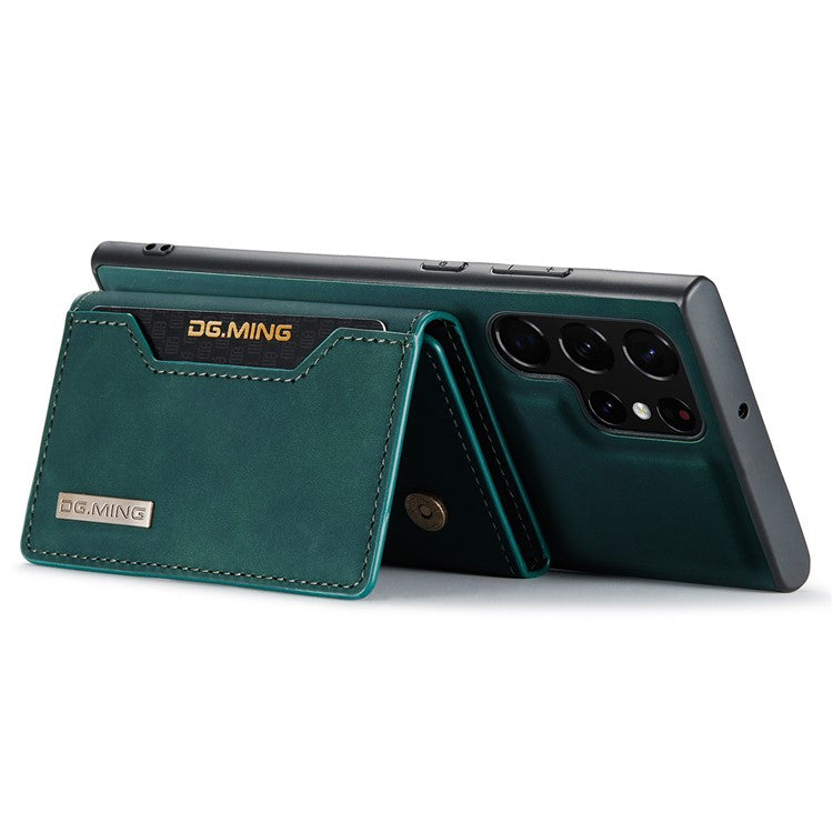 DG.MING M2 Series for Samsung Galaxy S24 Ultra Case Kickstand Cover with Detachable Magnetic Wallet - Green