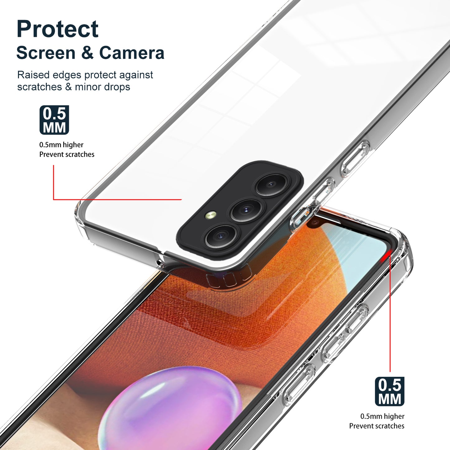 For Samsung Galaxy M34 5G / F34 5G Case Clear TPU Back PC Frame Phone Cover - Black