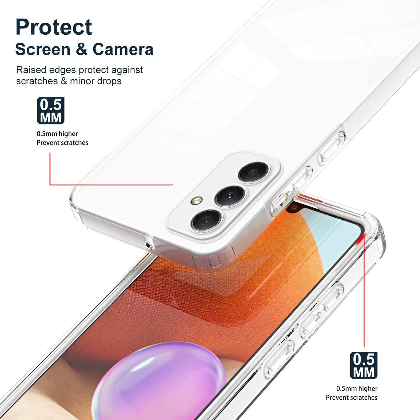 For Samsung Galaxy M34 5G / F34 5G Case Clear TPU Back PC Frame Phone Cover - White