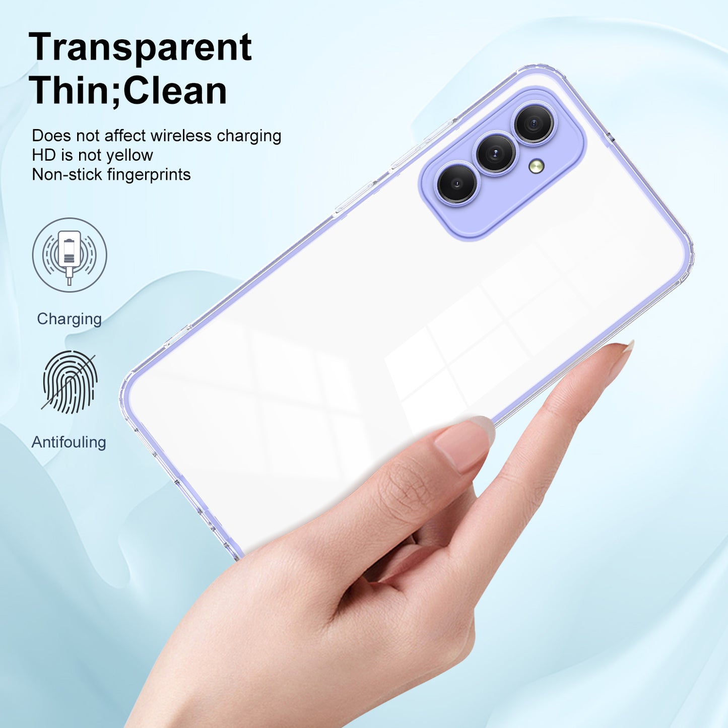 For Samsung Galaxy M34 5G / F34 5G Case Clear TPU Back PC Frame Phone Cover - Purple