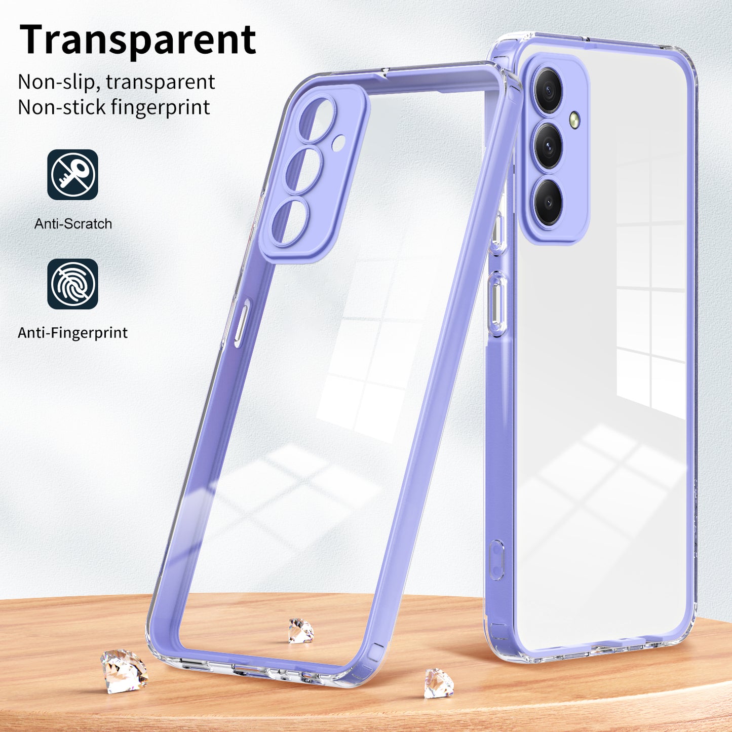 For Samsung Galaxy M34 5G / F34 5G Case Clear TPU Back PC Frame Phone Cover - Purple