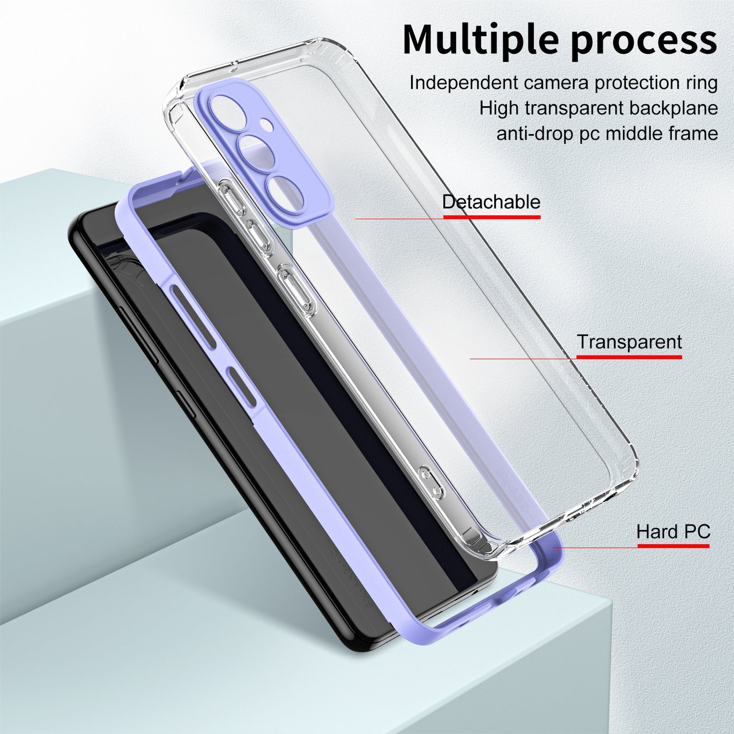 For Samsung Galaxy M34 5G / F34 5G Case Clear TPU Back PC Frame Phone Cover - Purple