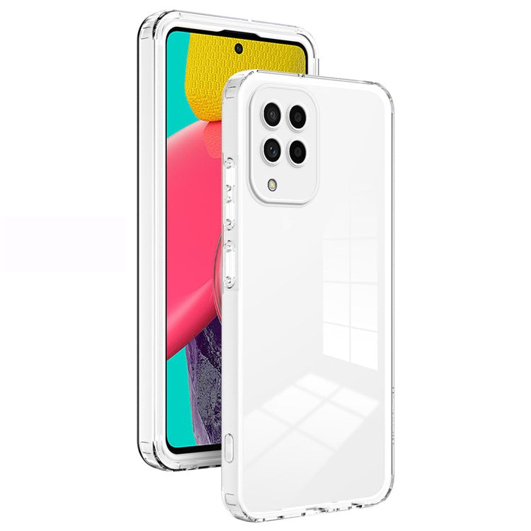For Samsung Galaxy M53 5G Case Colorful Frame Clear Back Phone Cover - White
