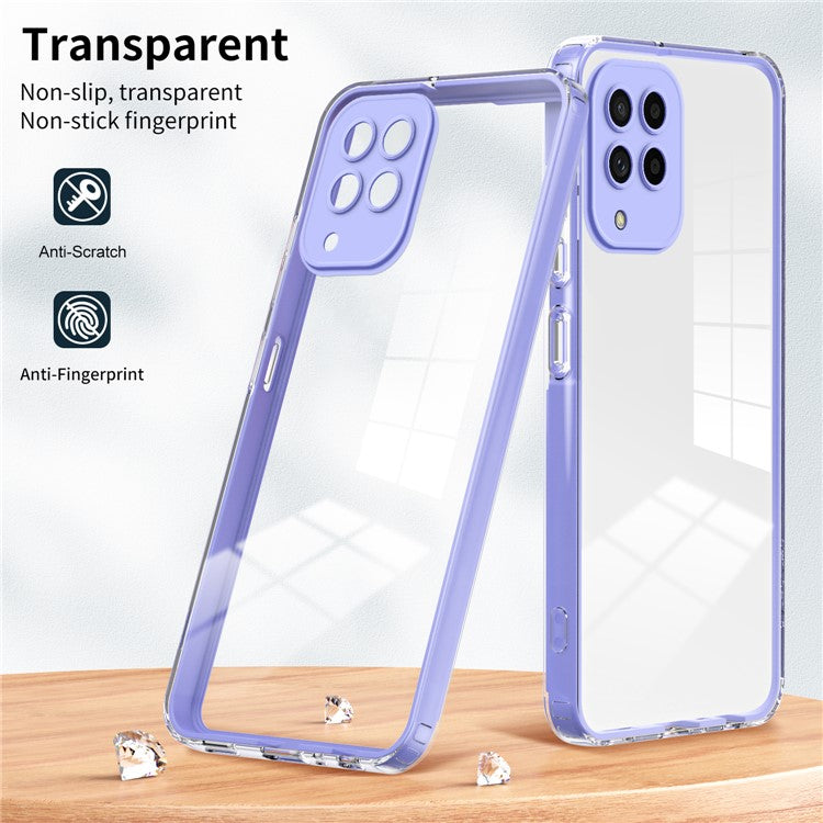For Samsung Galaxy M53 5G Case Colorful Frame Clear Back Phone Cover - Purple
