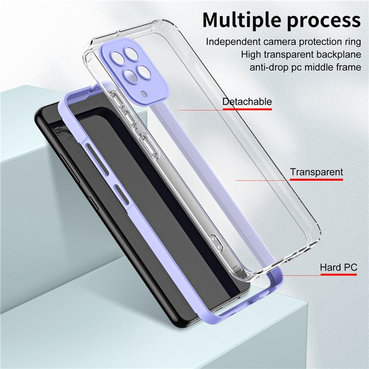 For Samsung Galaxy M53 5G Case Colorful Frame Clear Back Phone Cover - Purple