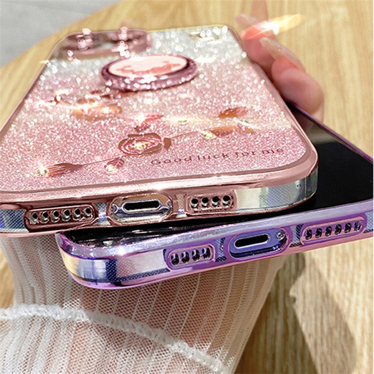 KADEM For vivo V29e (Global) 5G / Y200 4G Cell Phone Case Ring Kickstand Glitter TPU Cover - Rose Gold