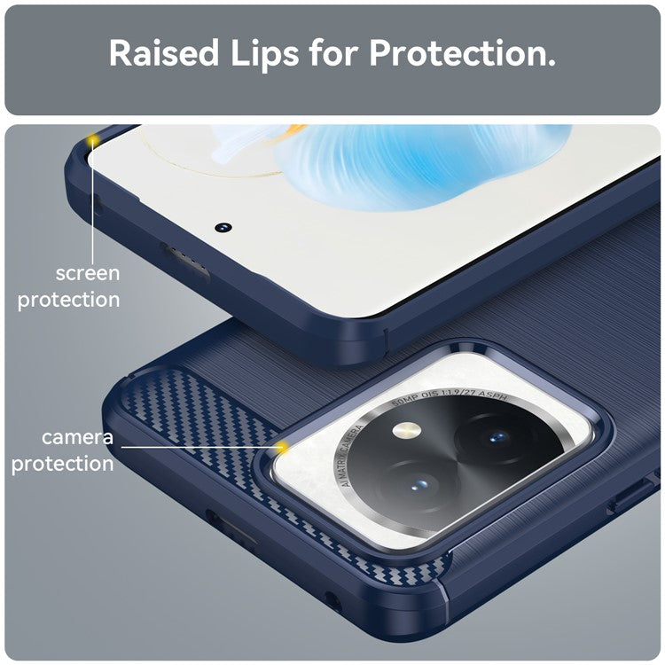 For Honor 100 5G Brushed Phone Case Anti-Scratch Soft TPU Cover - Blue