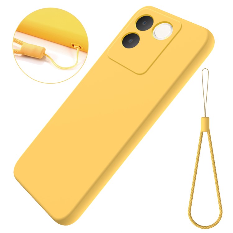 For vivo T2 Pro 5G / S17e 5G / iQOO Z7 Pro 5G Case Liquid Silicone Phone Cover with Strap - Yellow