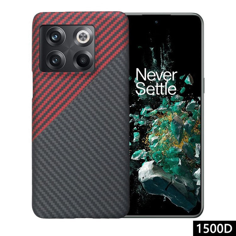 For OnePlus Ace Pro 5G / 10T 5G Aramid Fiber Cell Phone Case 1500D Coarse Texture Big Lens Cutout Cover - Red+Black