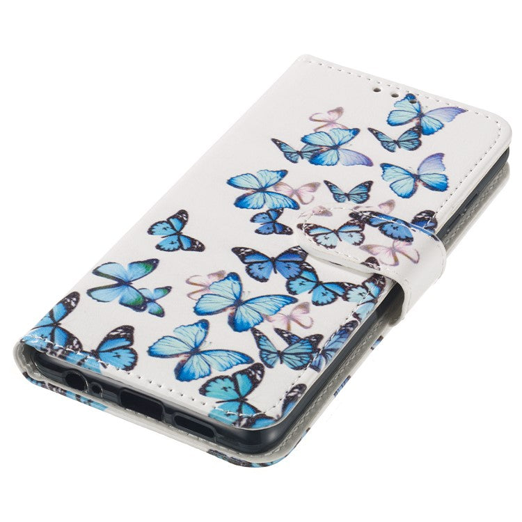 For Samsung Galaxy A35 5G Leather Case Wallet Pattern Printed Folio Phone Cover - Blue Butterfly