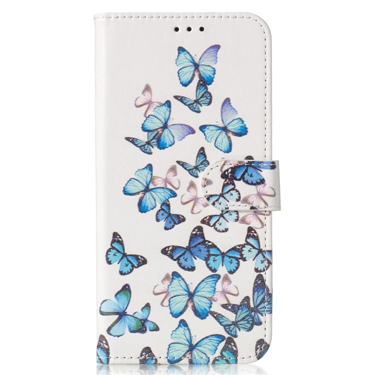 For Samsung Galaxy A35 5G Leather Case Wallet Pattern Printed Folio Phone Cover - Blue Butterfly