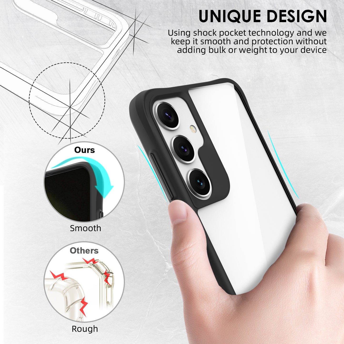 Combat X Mode Series for Samsung Galaxy S24 Cell Phone Case Four Corner Anti-drop Cover - Black