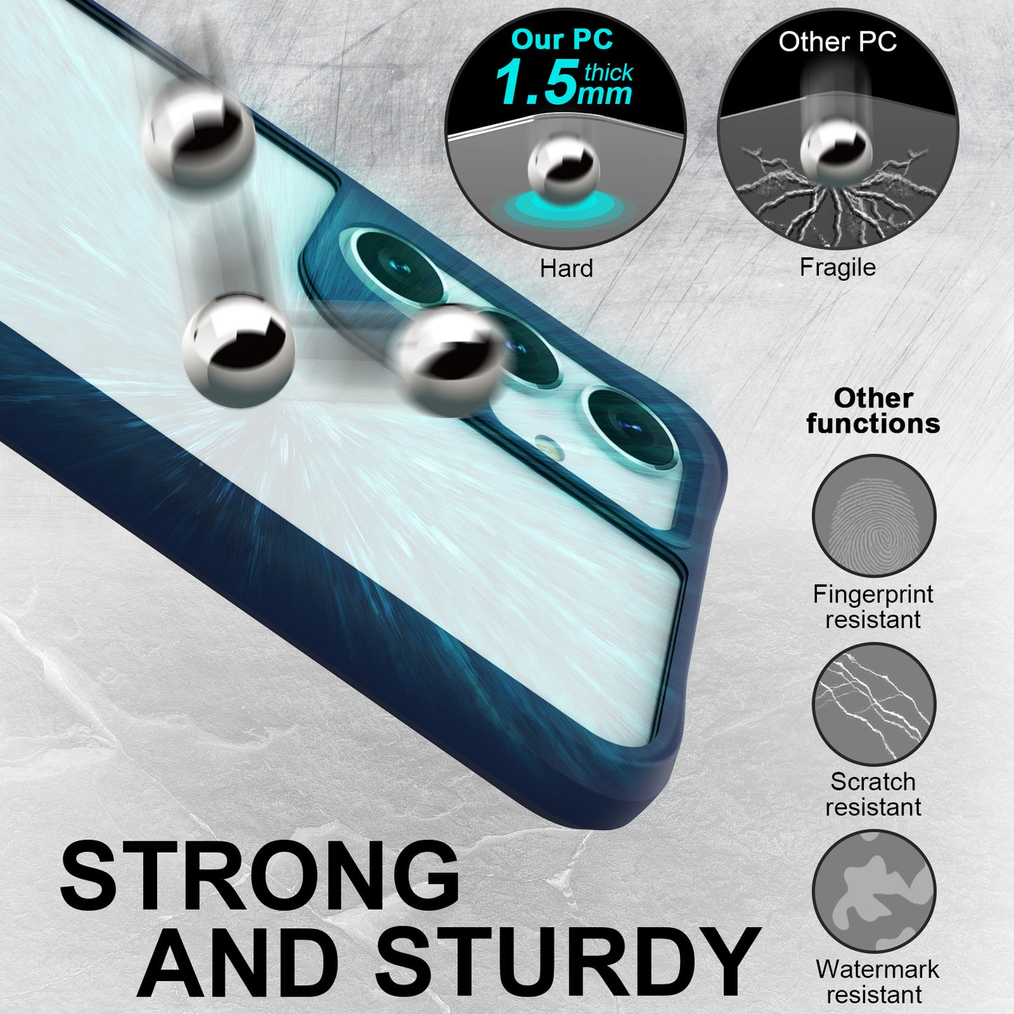 Combat X Mode Series for Samsung Galaxy S24 Cell Phone Case Four Corner Anti-drop Cover - Blue
