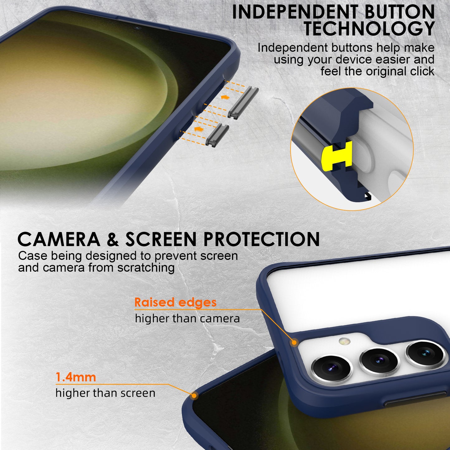 Combat X Mode Series for Samsung Galaxy S24 Cell Phone Case Four Corner Anti-drop Cover - Blue