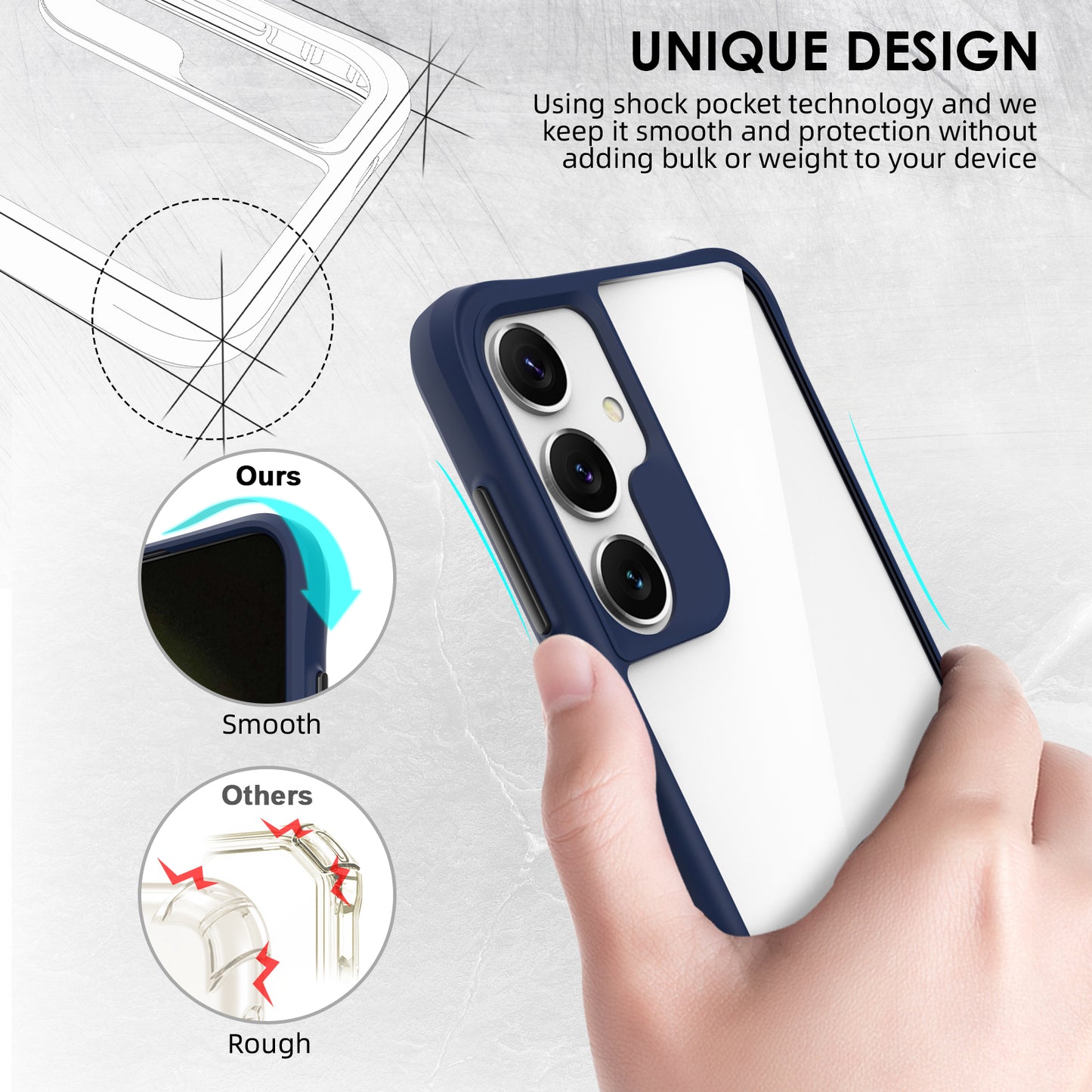 Combat X Mode Series for Samsung Galaxy S24 Cell Phone Case Four Corner Anti-drop Cover - Blue