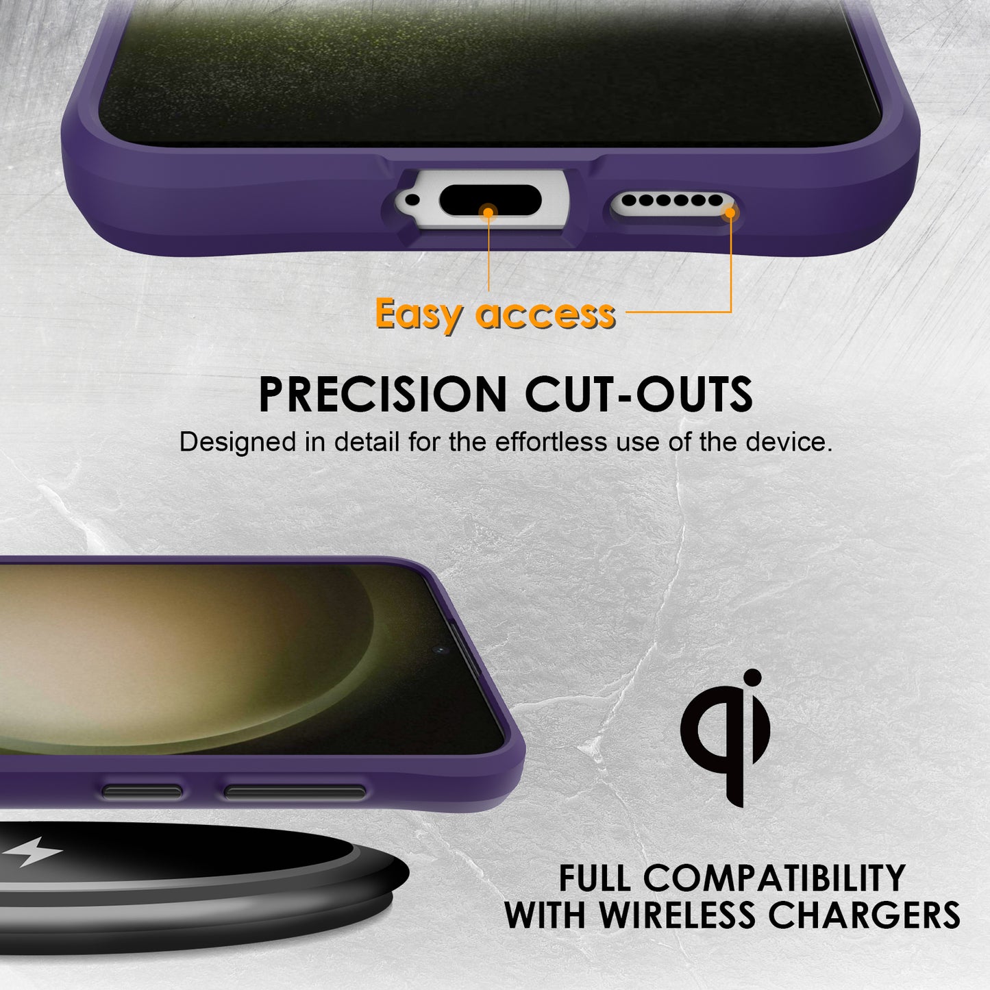 Combat X Mode Series for Samsung Galaxy S24 Cell Phone Case Four Corner Anti-drop Cover - Purple