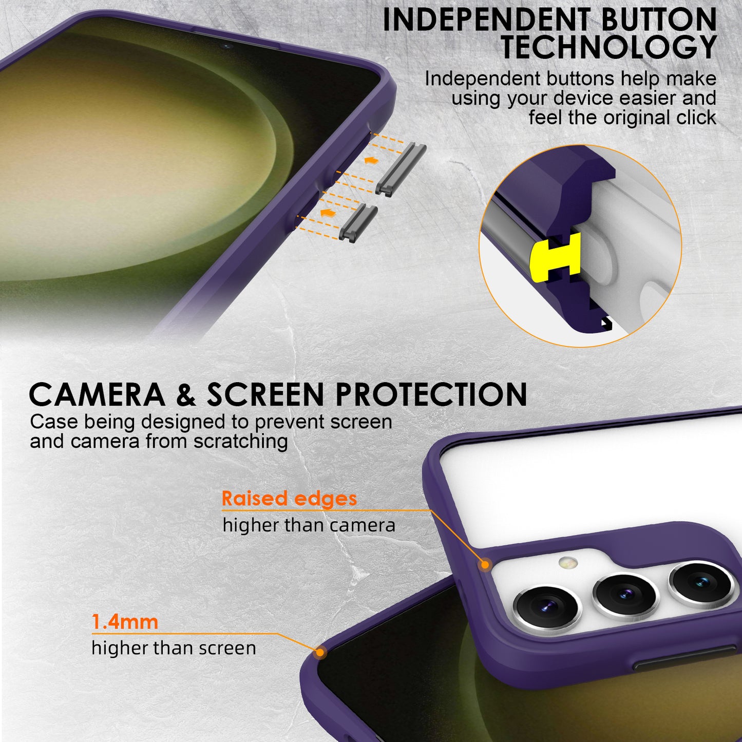 Combat X Mode Series for Samsung Galaxy S24 Cell Phone Case Four Corner Anti-drop Cover - Purple