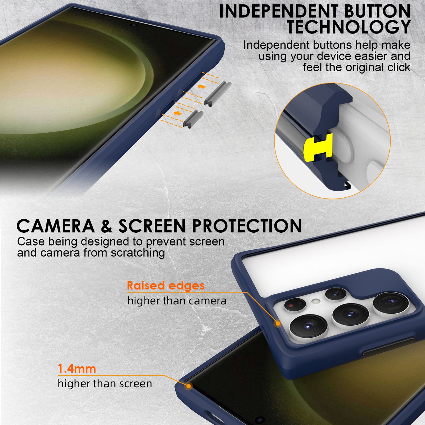Combat X Mode Series for Samsung Galaxy S24 Ultra Cell Phone Case Shockproof TPU+PC Cover - Blue