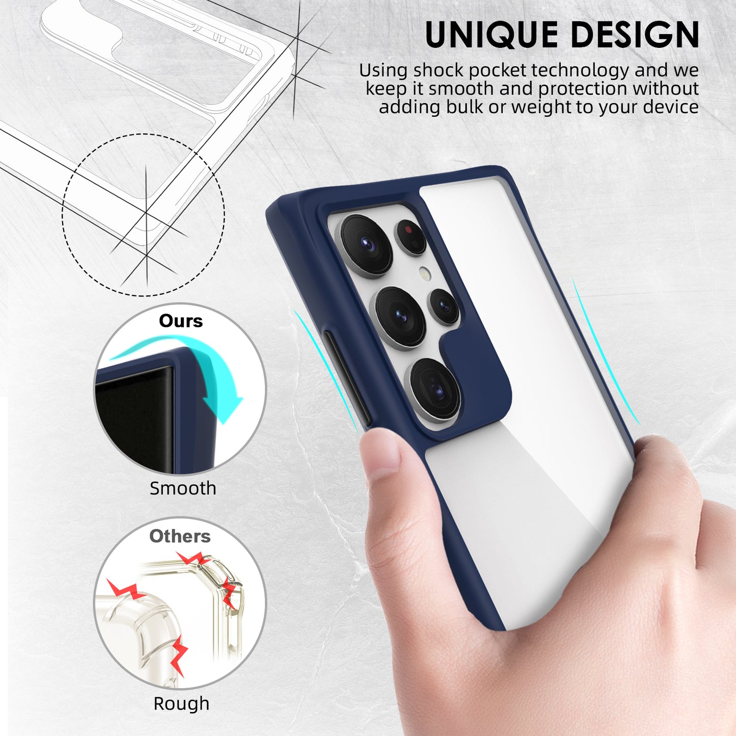 Combat X Mode Series for Samsung Galaxy S24 Ultra Cell Phone Case Shockproof TPU+PC Cover - Blue