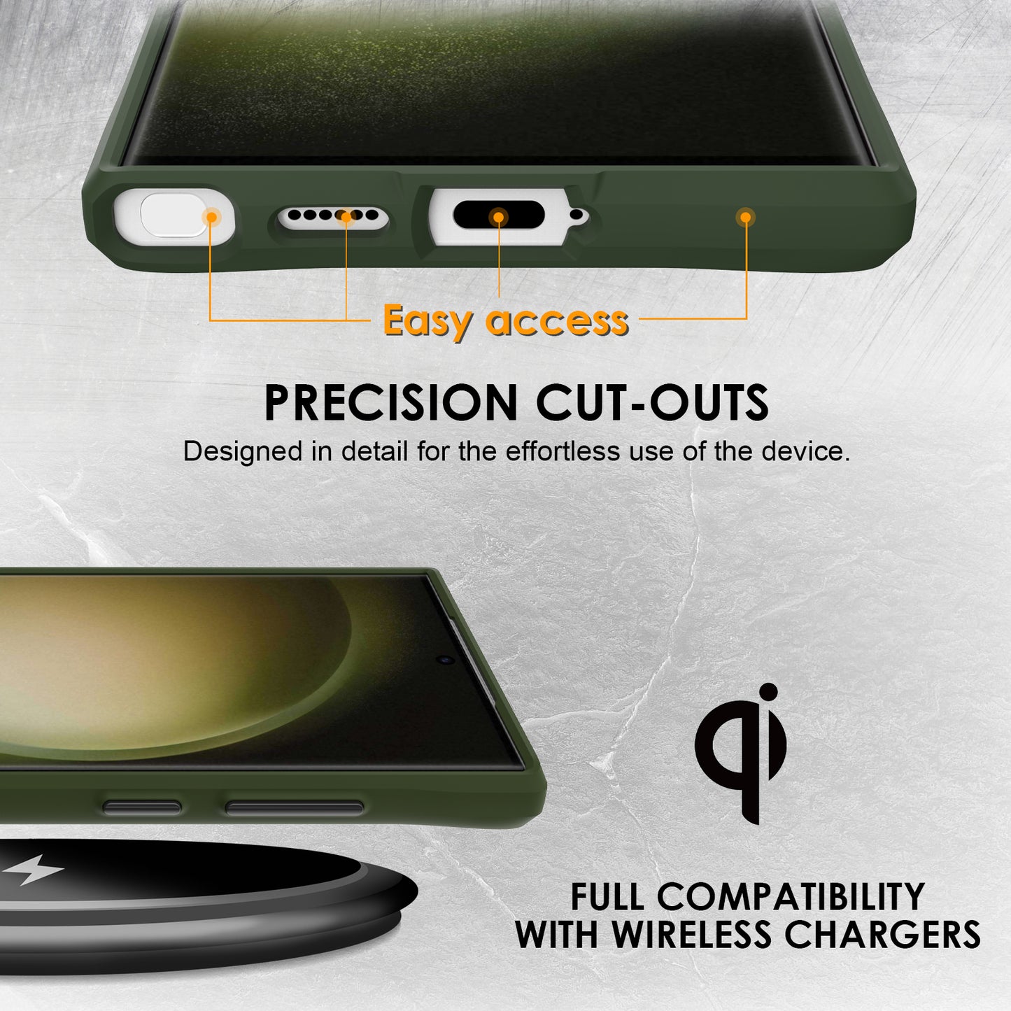 Combat X Mode Series for Samsung Galaxy S24 Ultra Cell Phone Case Shockproof TPU+PC Cover - Green