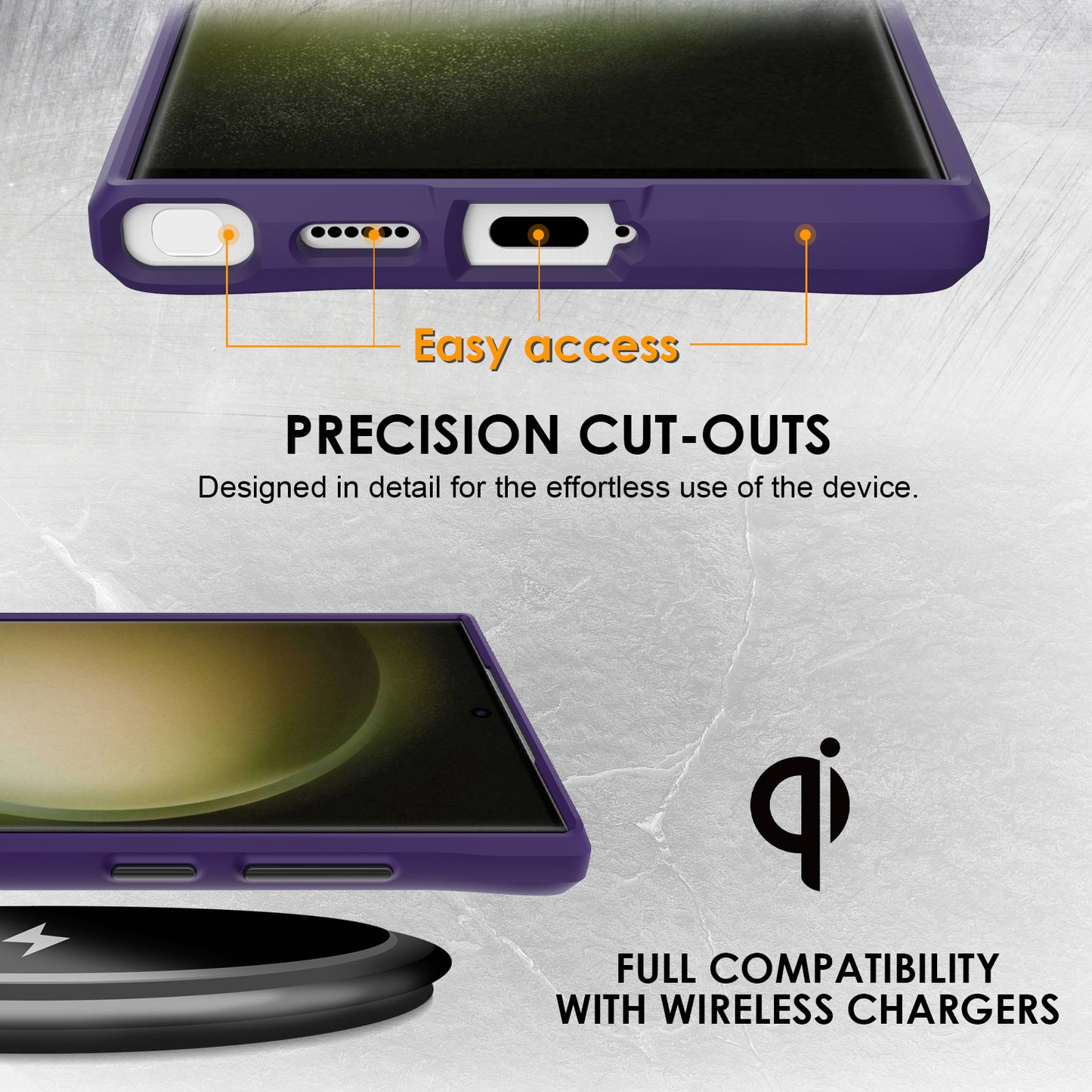 Combat X Mode Series for Samsung Galaxy S24 Ultra Cell Phone Case Shockproof TPU+PC Cover - Purple