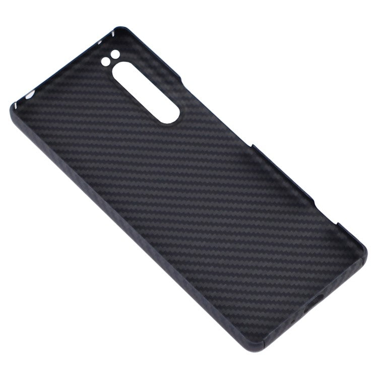Aramid Fiber Phone Cover for Sony Xperia 1 II Case 1500D Coarse Texture Black Case with Big Lens Cutout