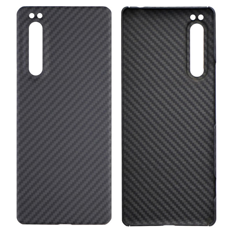 Aramid Fiber Phone Cover for Sony Xperia 1 II Case 1500D Coarse Texture Black Case with Big Lens Cutout