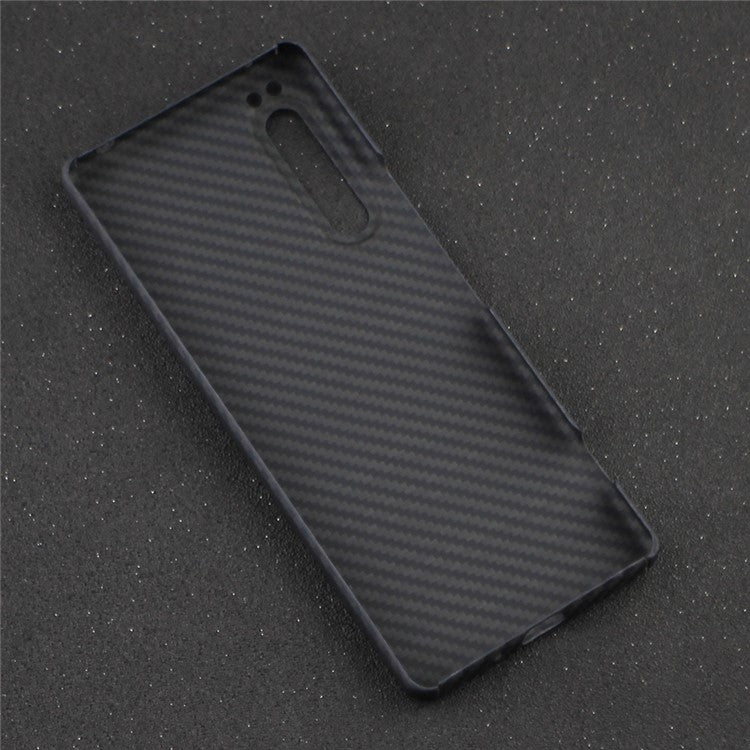 Aramid Fiber Phone Cover for Sony Xperia 1 II Case 1500D Coarse Texture Black Case with Big Lens Cutout