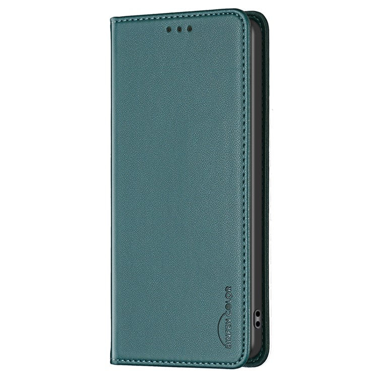 BINFEN COLOR BF18 For Honor 100 5G Cell Phone Case Card Holder Flip Stand Leather Cover - Green