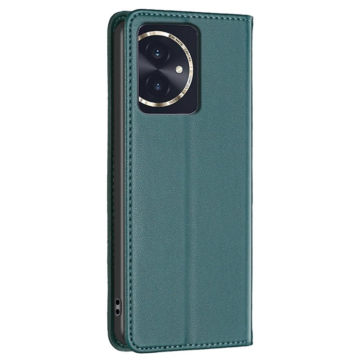 BINFEN COLOR BF18 For Honor 100 5G Cell Phone Case Card Holder Flip Stand Leather Cover - Green