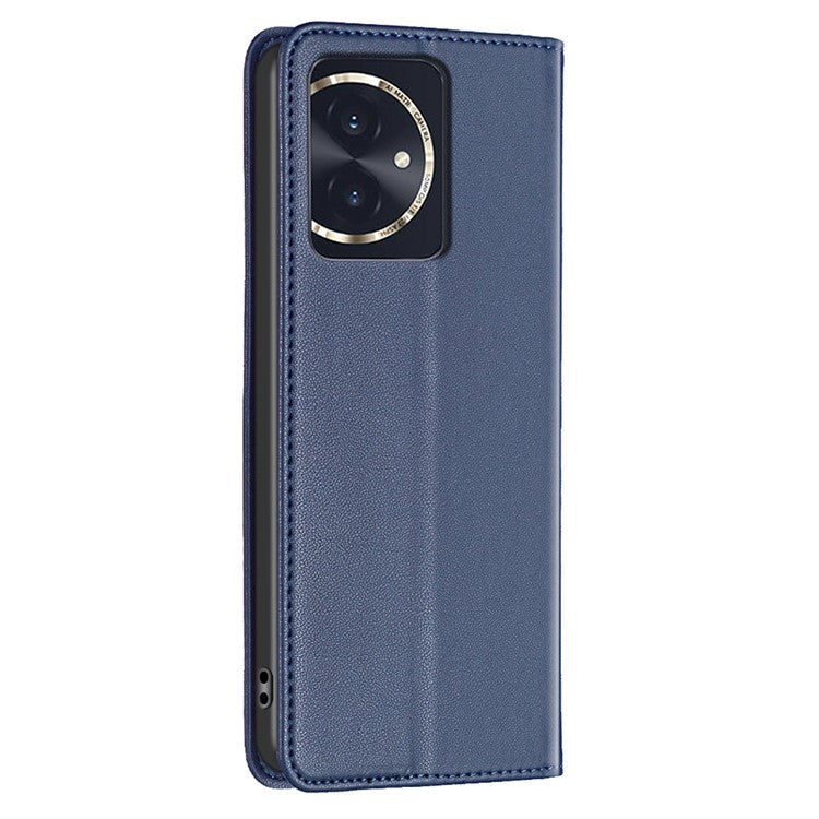 BINFEN COLOR BF18 For Honor 100 5G Cell Phone Case Card Holder Flip Stand Leather Cover - Blue