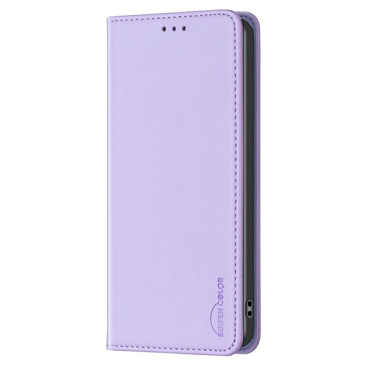 BINFEN COLOR BF18 For Honor 100 5G Cell Phone Case Card Holder Flip Stand Leather Cover - Purple