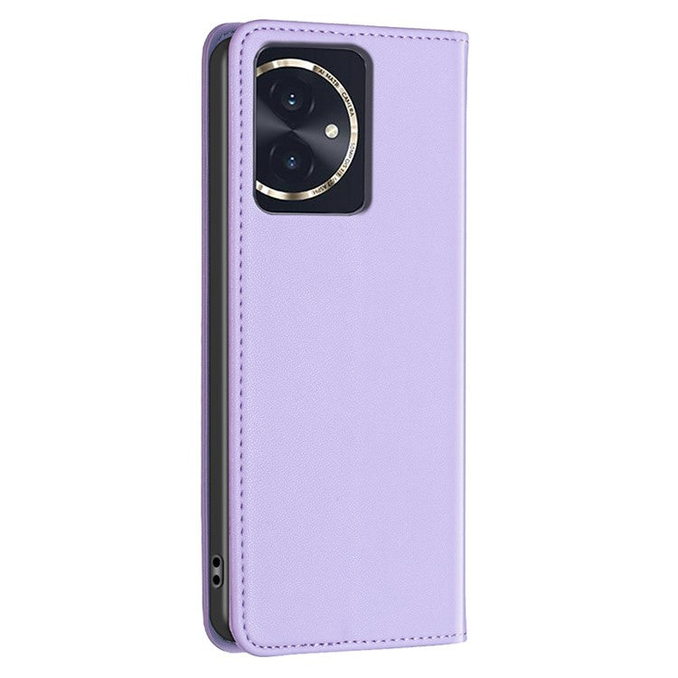 BINFEN COLOR BF18 For Honor 100 5G Cell Phone Case Card Holder Flip Stand Leather Cover - Purple
