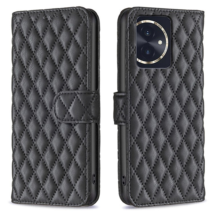 BINFEN COLOR BF Style-14 For Honor 100 5G Cell Phone Case Leather Wallet Anti-fall Cover - Black