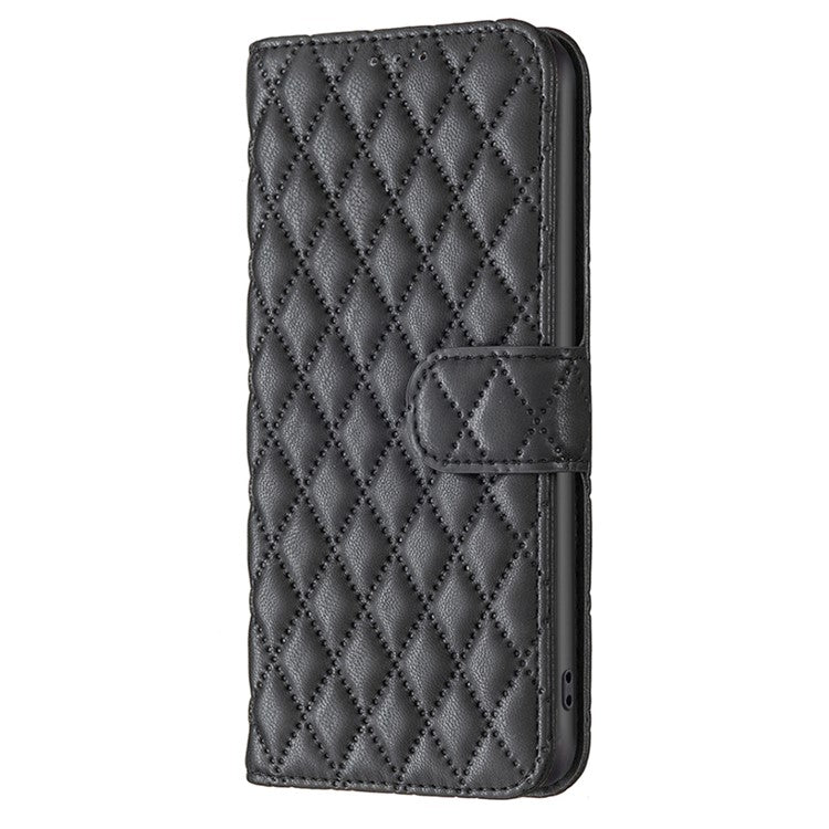 BINFEN COLOR BF Style-14 For Honor 100 5G Cell Phone Case Leather Wallet Anti-fall Cover - Black