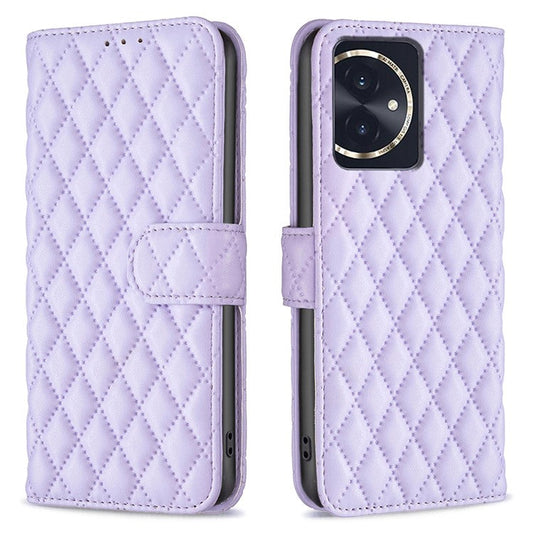BINFEN COLOR BF Style-14 For Honor 100 5G Cell Phone Case Leather Wallet Anti-fall Cover - Purple
