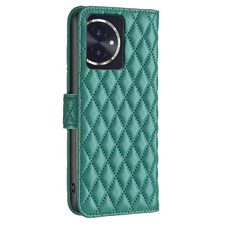 BINFEN COLOR BF Style-14 For Honor 100 5G Cell Phone Case Leather Wallet Anti-fall Cover - Green