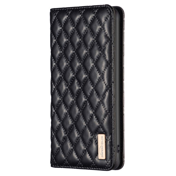 BINFEN COLOR BF Style-16 For Honor 100 5G Cell Phone Case Card Holder Leather Protection Cover - Black