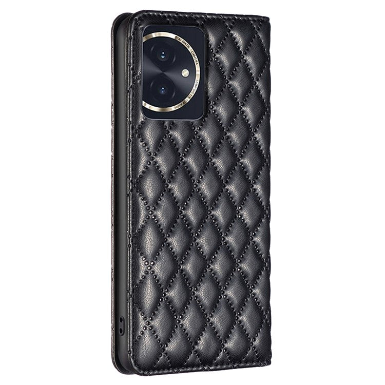 BINFEN COLOR BF Style-16 For Honor 100 5G Cell Phone Case Card Holder Leather Protection Cover - Black