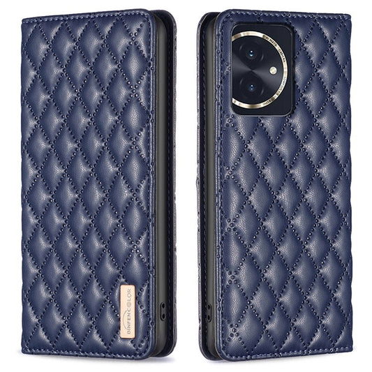 BINFEN COLOR BF Style-16 For Honor 100 5G Cell Phone Case Card Holder Leather Protection Cover - Blue