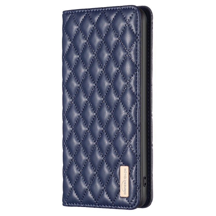 BINFEN COLOR BF Style-16 For Honor 100 5G Cell Phone Case Card Holder Leather Protection Cover - Blue