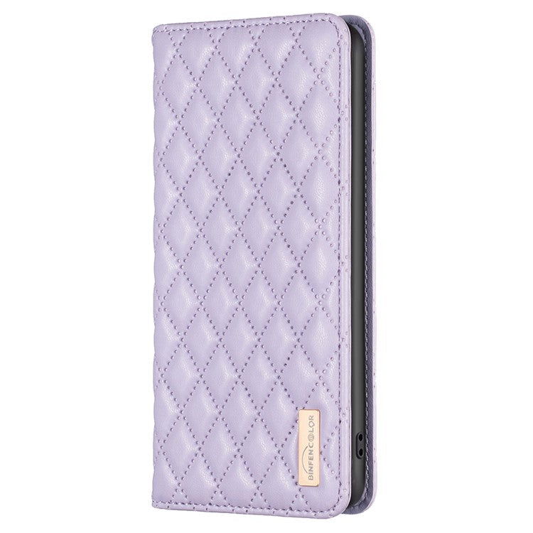 BINFEN COLOR BF Style-16 For Honor 100 5G Cell Phone Case Card Holder Leather Protection Cover - Purple